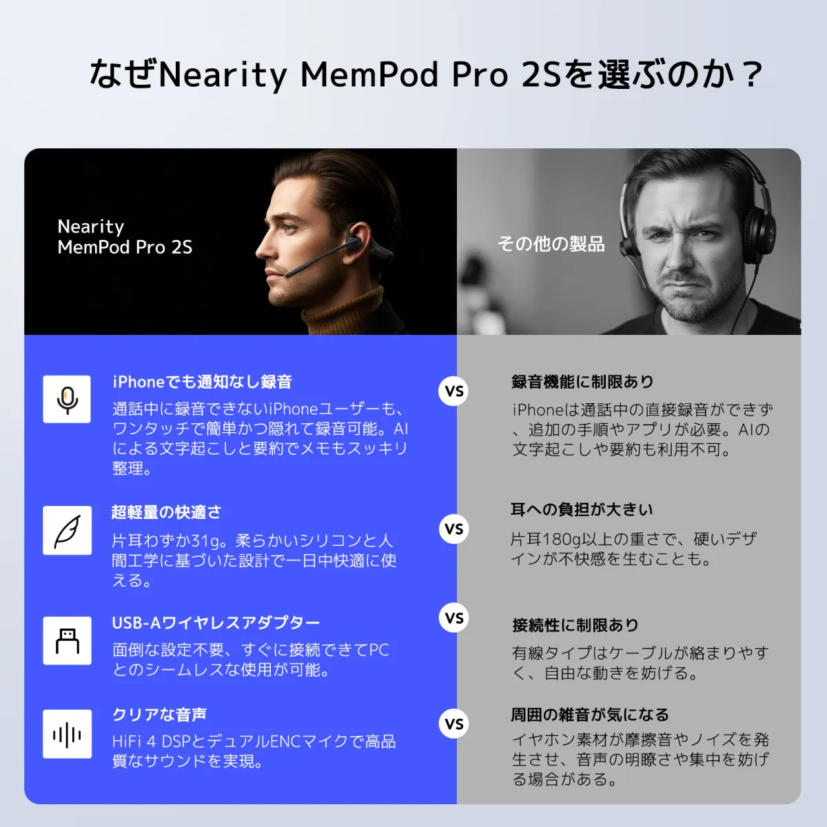 Nearity MemPod Pro 2S文字起こしオープンイヤーイヤホンを選ぶ理由
