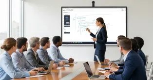 会社はスマートボードを活用して会議を行う