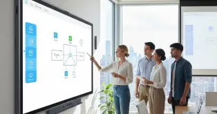 会社はスマートボードを活用して会議を行う