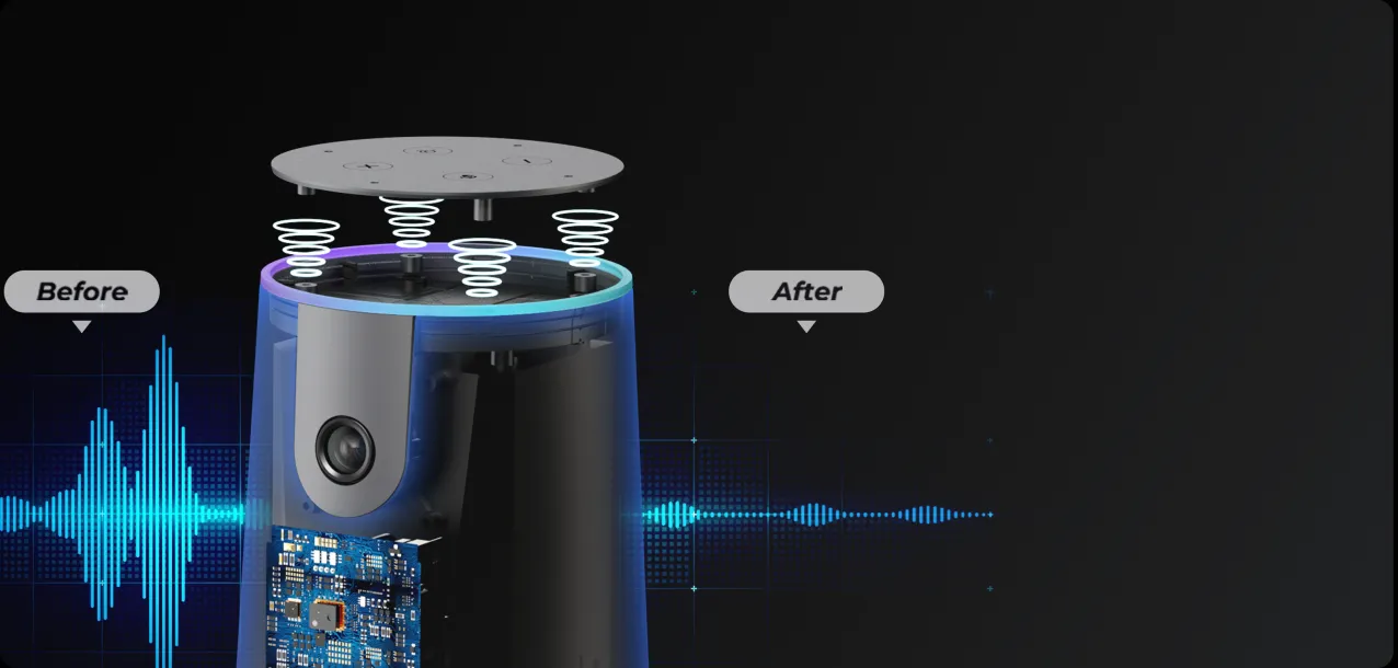 insulates 99.99% of noises, echos and resonance, ensuring clearer communication