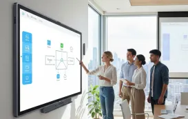 会社はスマートボードを活用して会議を行う