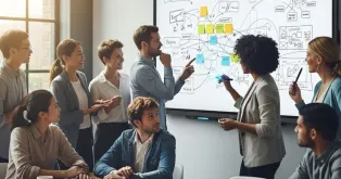 会社はスマートボードを活用して会議を行う