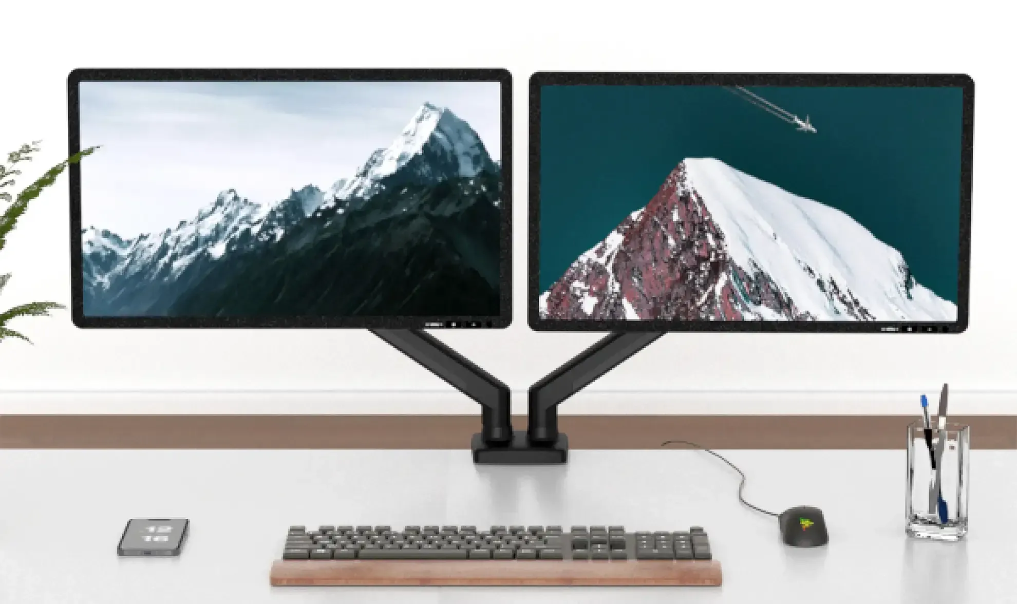 Black multiple monitor mounts