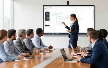 会社はスマートボードを活用して会議を行う