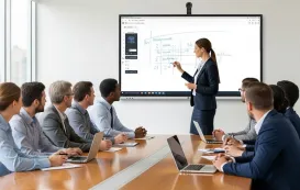 会社はスマートボードを活用して会議を行う