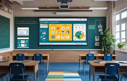 Ein klassenzimmer mit eneim smartboard  in der schule