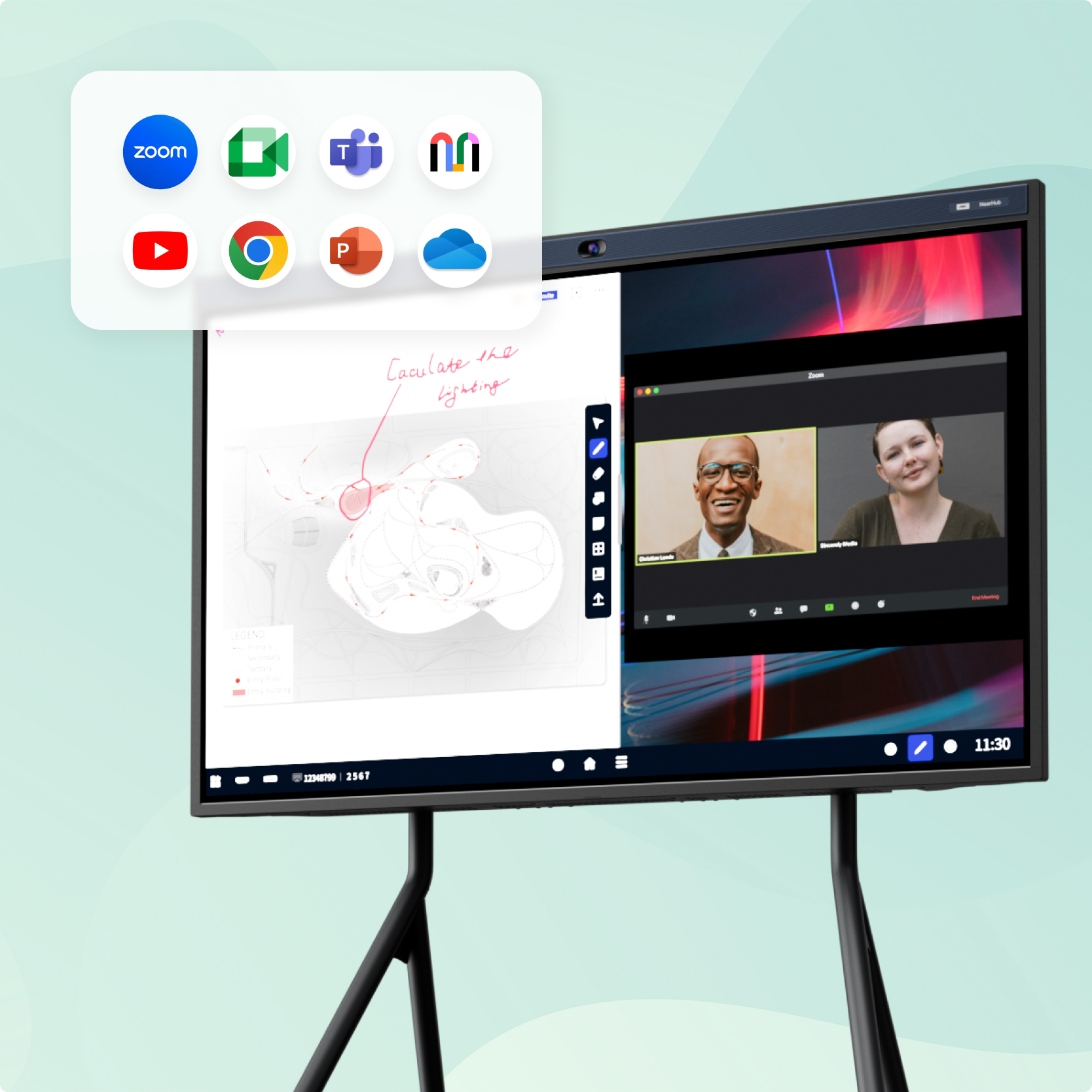 NearHub S55スマートボード｜4K UHDインタラクティブタッチパネル搭載