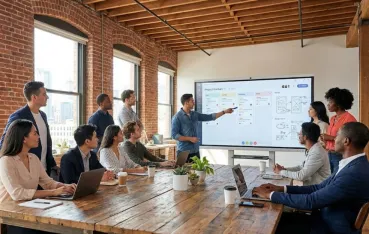 会社はスマートボードを活用して会議を行う