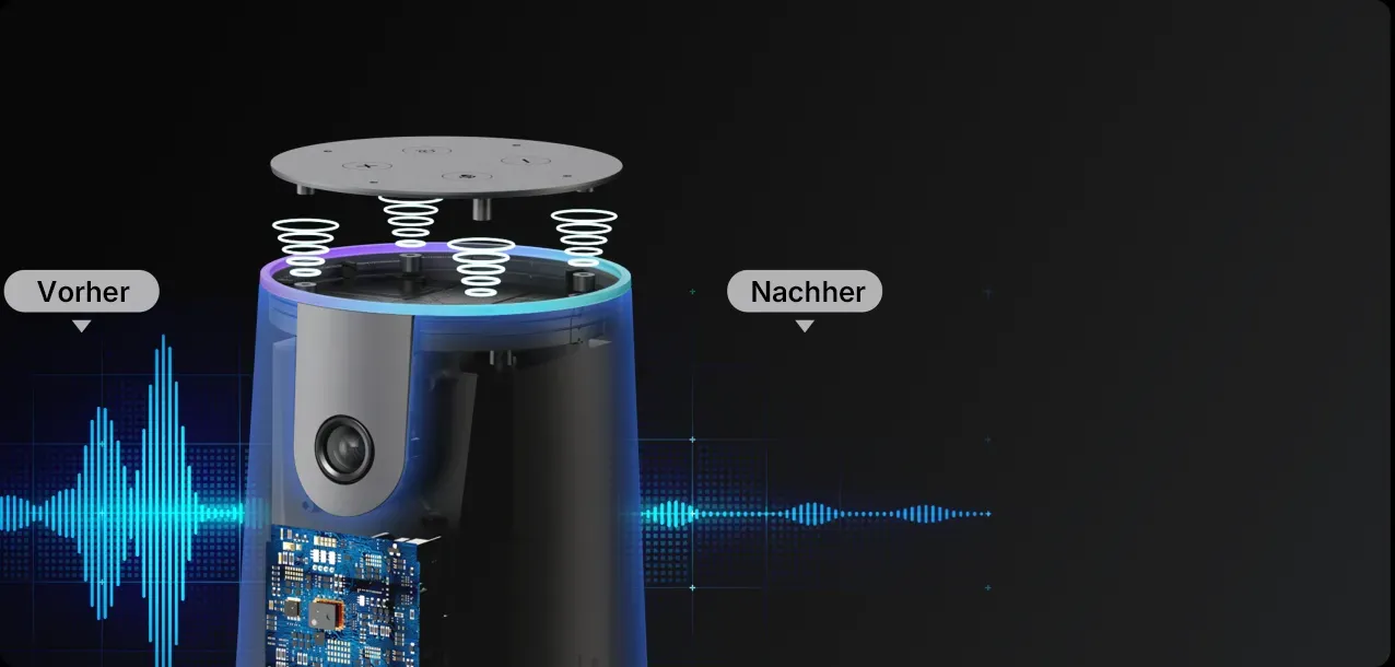 Isoliert 99,99 % aller Geräusche und Echos für glasklare Kommunikation