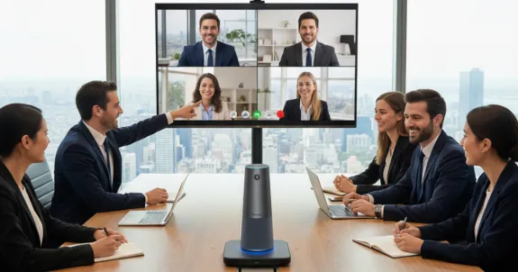 Una sala de videoconferencia