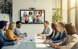 Una sala de videoconferencia