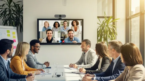 Una sala de videoconferencia