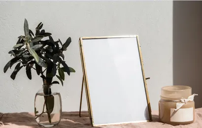 卓上ホワイトボードと観葉植物