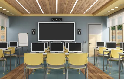 電子化された大教室には学校向けプロジェクターがあります。