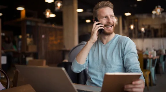 a man is on a phonecall