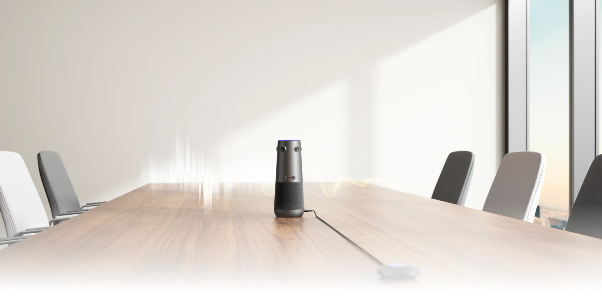 Several people in a conference room using NearHub board S pro smart whiteboard for office in a meeting