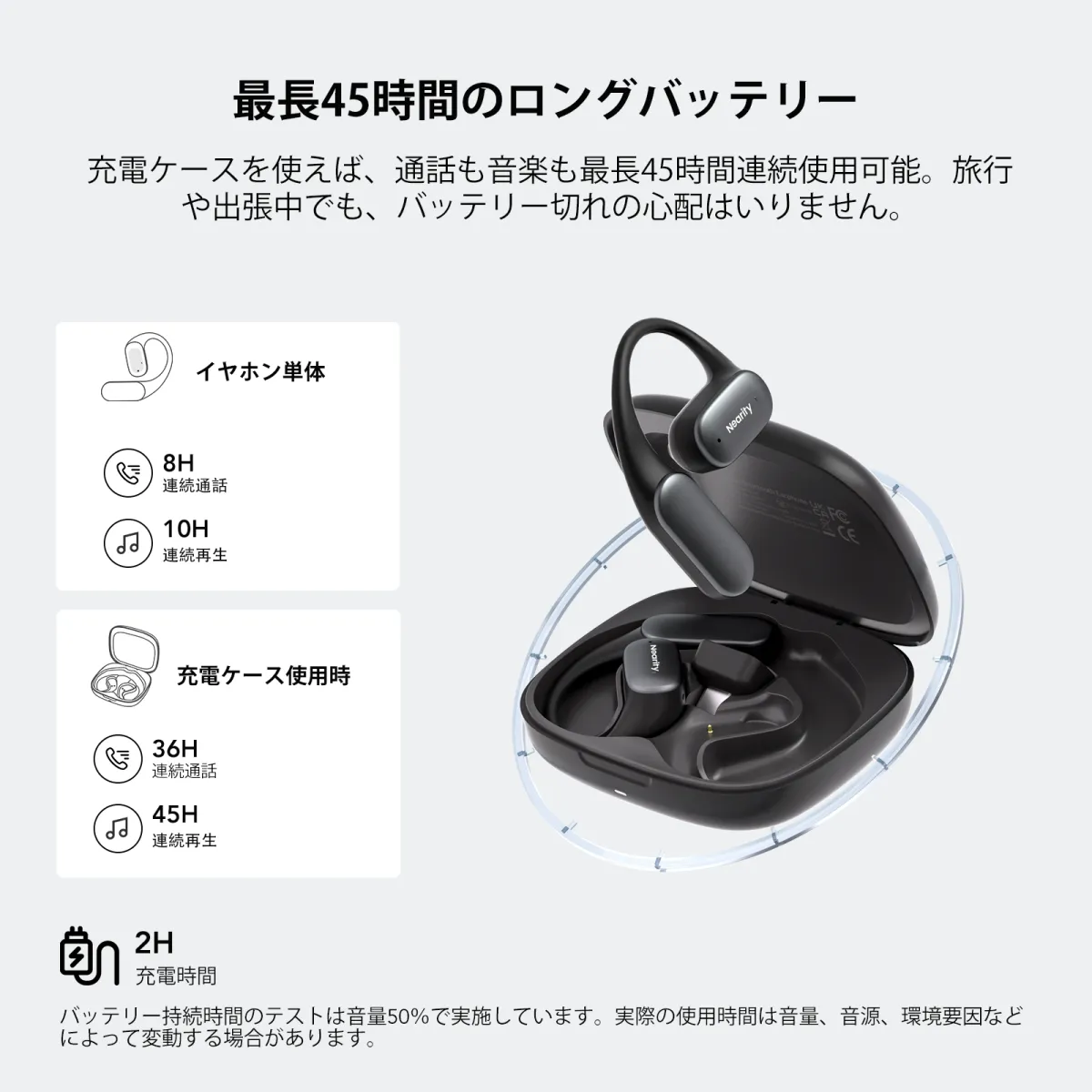 Nearity MemPod Fit 2-耳掛けワイヤレスイヤホン通話最強