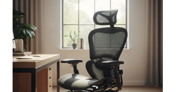 Modern black mesh ergonomic office chair for tall people in a home office setting - Best affordable high chair clearance.