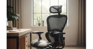 Modern black mesh ergonomic office chair for tall people in a home office setting - Best affordable high chair clearance.