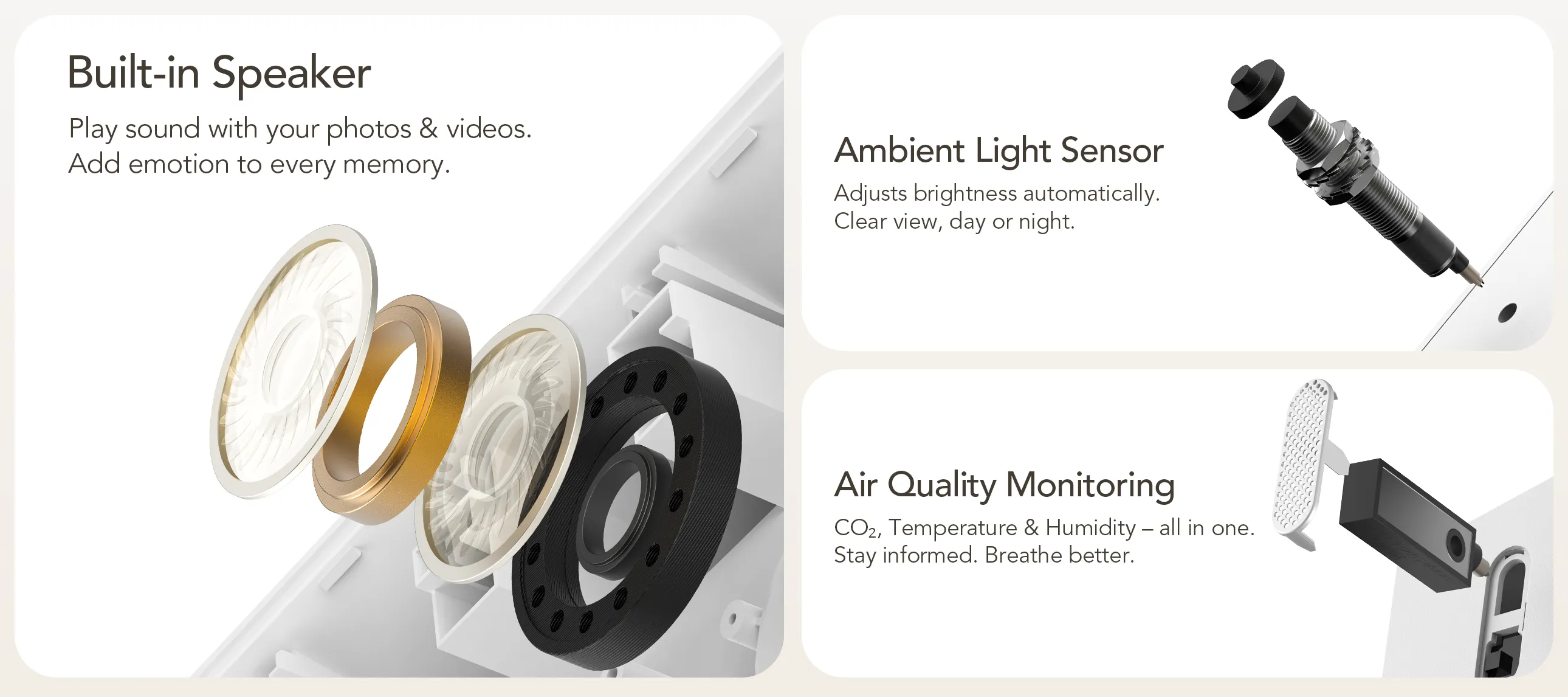 good digital picture frame with air quality monitoring with speark and air sensor