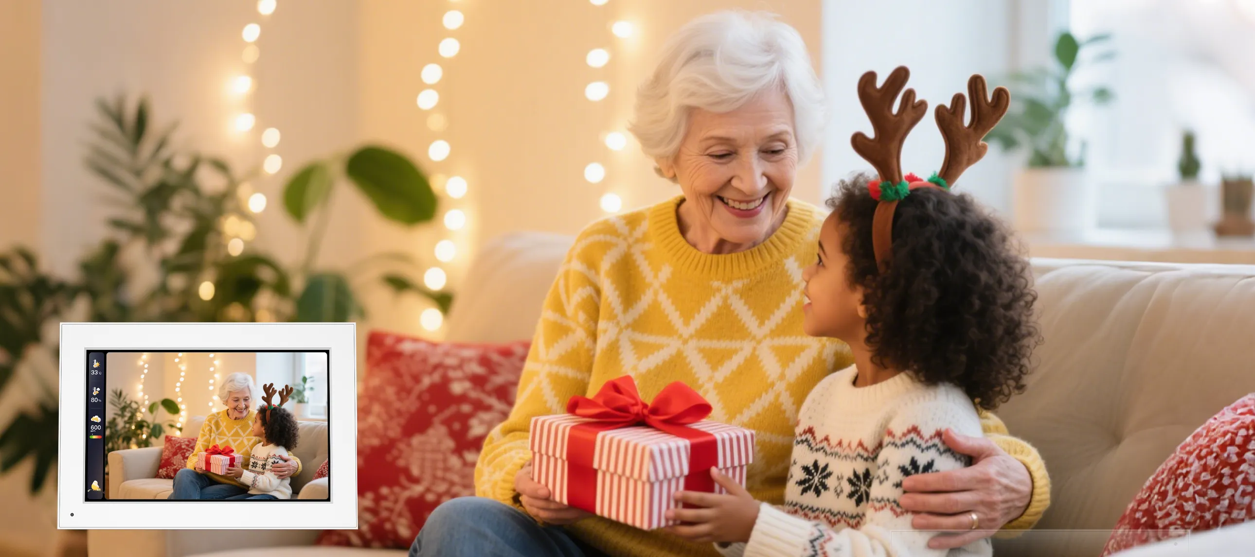 wifi picture frame for grandparents with air quality monitoring