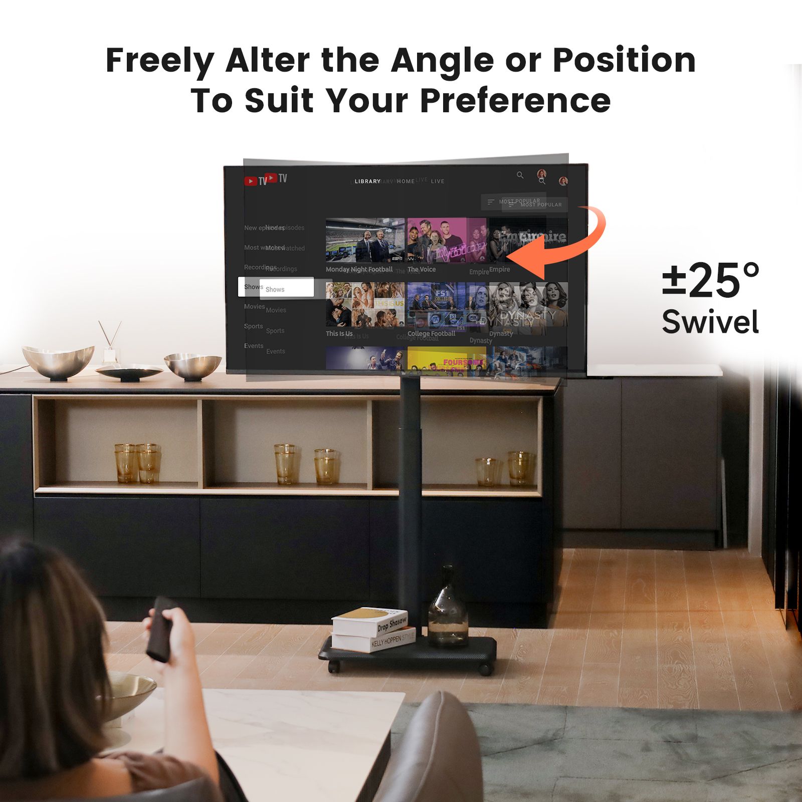 NearHub TC30 Mobile TV Cart | Rolling Stand for 26-70