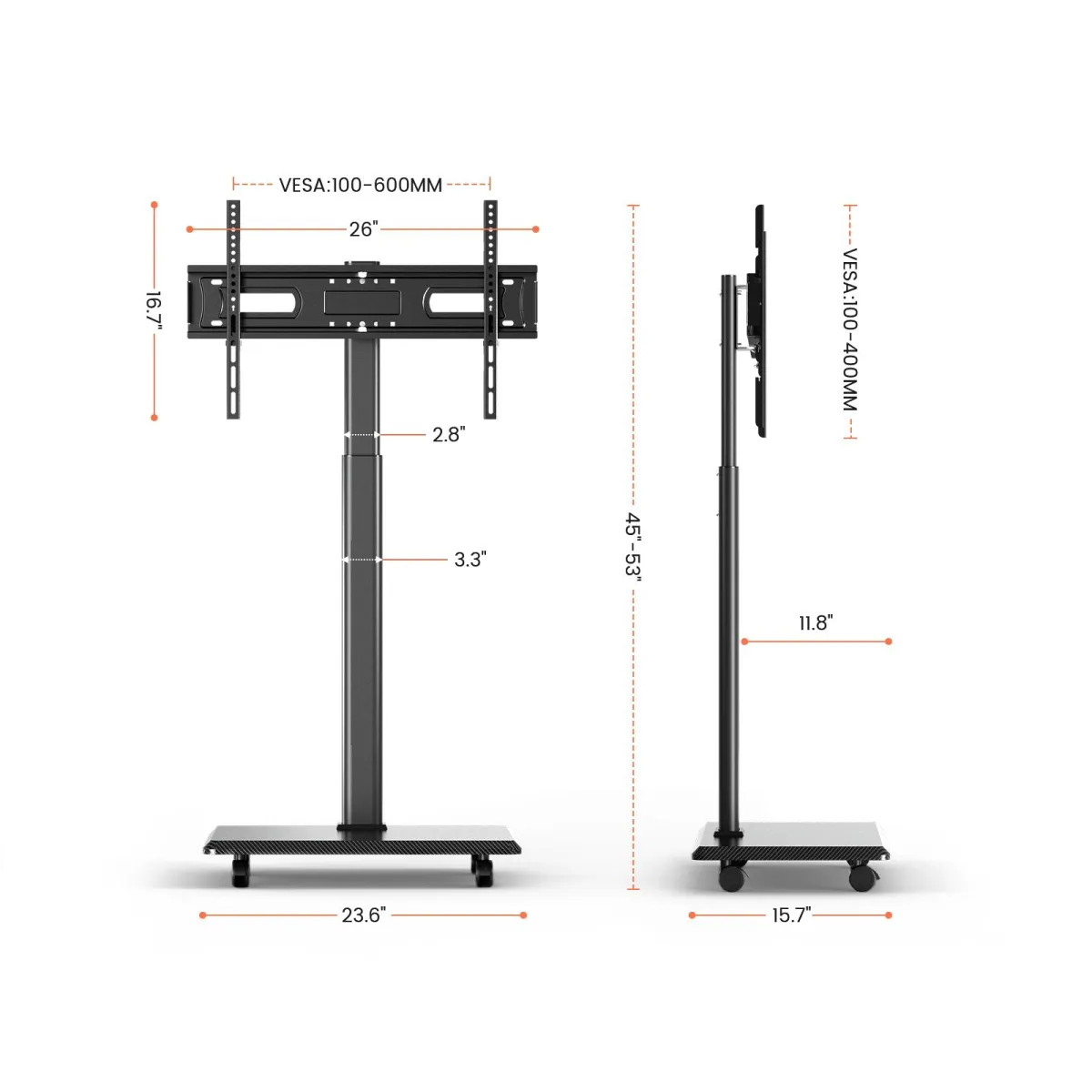 Black tv stands wheels