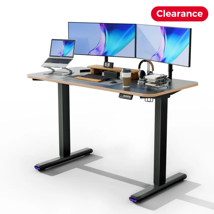 A black premium height adjustable electric desk 