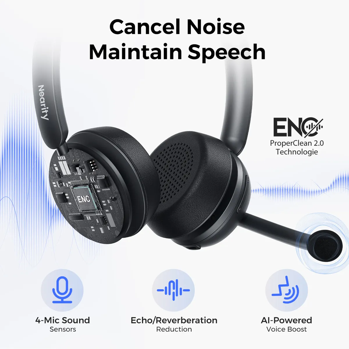 bluetooth noise cancelling headset with mic noise cancelling