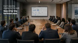 boardroom display size viewing distance