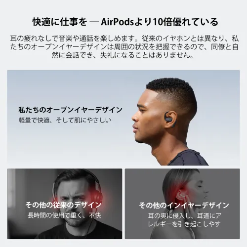 Bluetooth耳掛けワイヤレスイヤホン,ドングル付き低遅延ワイヤレス