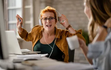 this beautiful woman is trying her best headset for noisy office