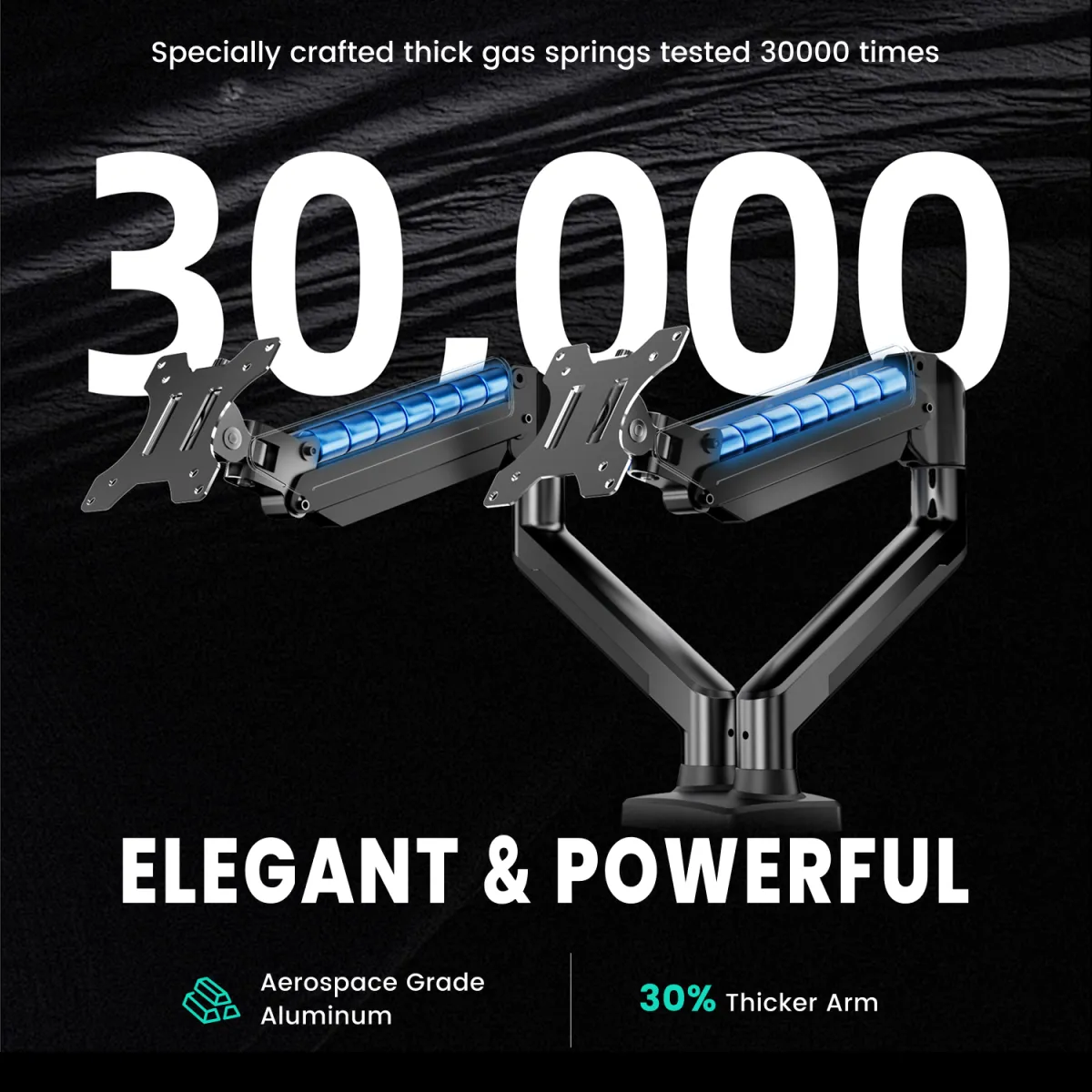 Elegant and powerful dual screen arm