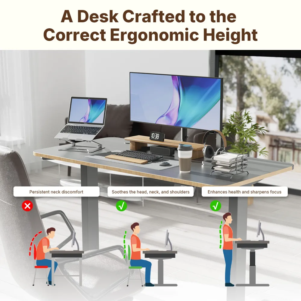 A electronic adjustable height desk crafted to the correct ergonomic height