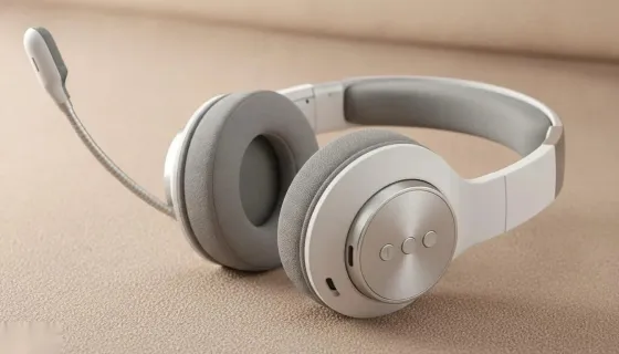 a white wireless headset on the table