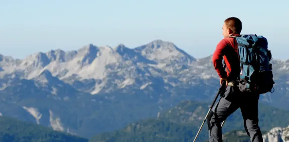 A man is going hiking