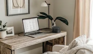 A speakerphone for home office near the computer