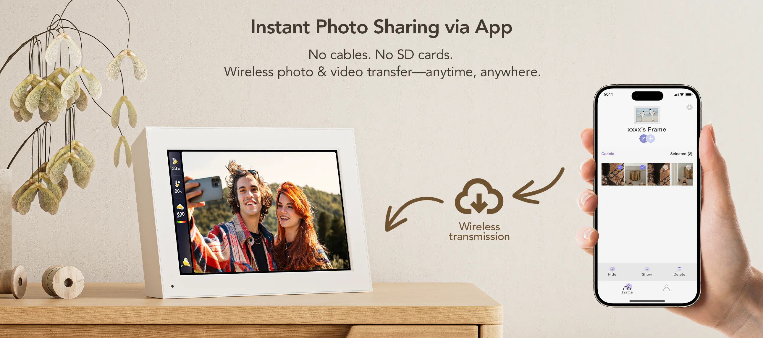 wifi enabled photo frame with air quality monitoring
