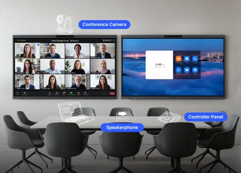 NearHub interactive touch screen smart boards for business in a meeting room