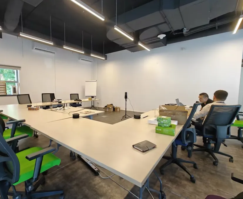 hybrid meeting with conference camera
