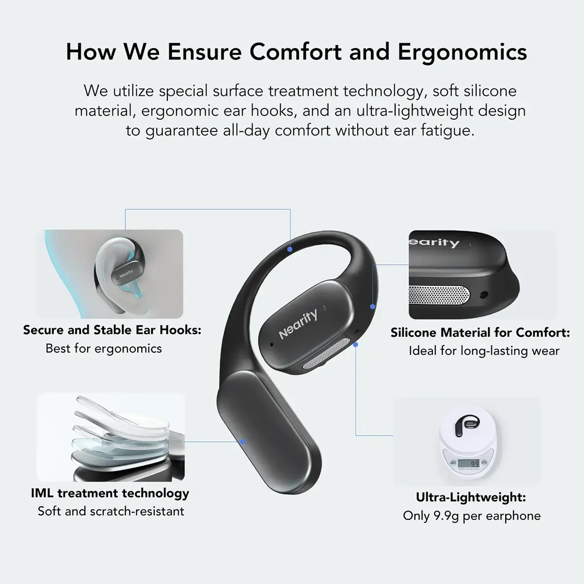 open ear true wireless earbuds with comfortable and ergonomic designs