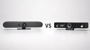 Logitech Rally Bar Mini vs Nearity V30S comparison cover image.