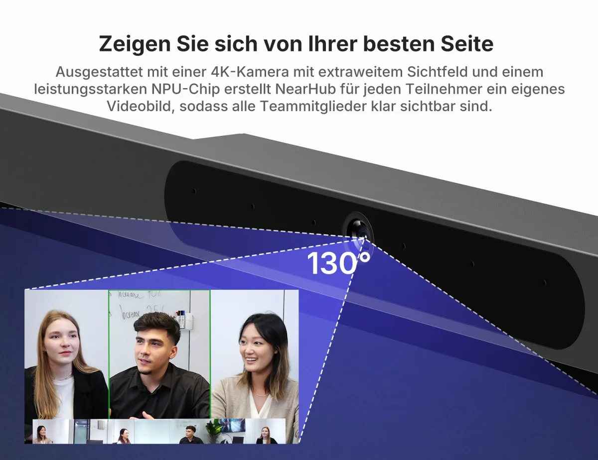Nearhub Board S Max with wide angle 4k UHD Camera and AI Gallery View for immersive meeting