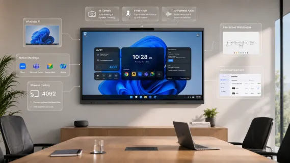 A modern meeting room display is a workflow terminal—not just a screen.