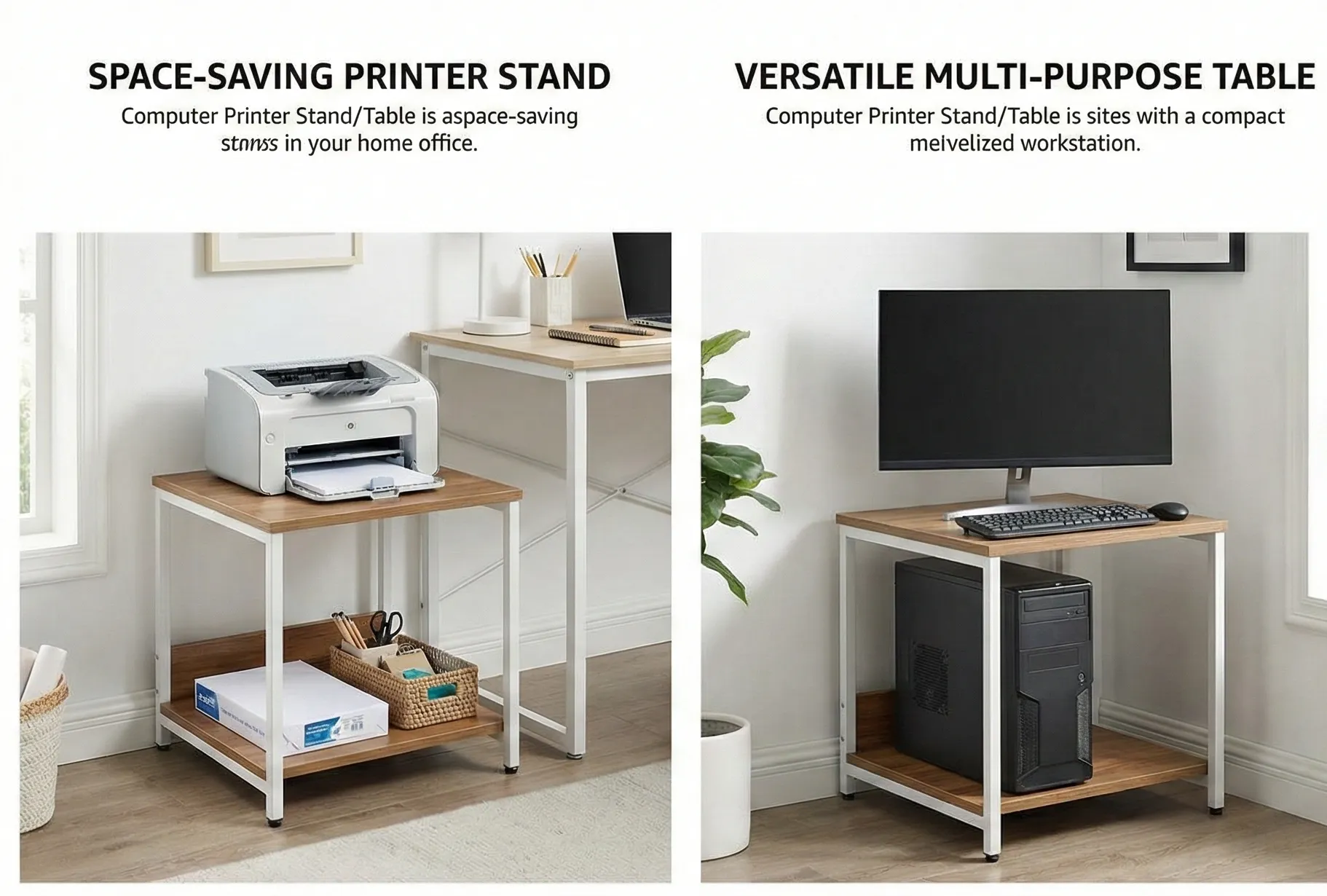 A modern ergonomic workstation featuring a Nearhub electric adjustable standing desk raised to standing height, complete with a monitor stand and laptop tray.
