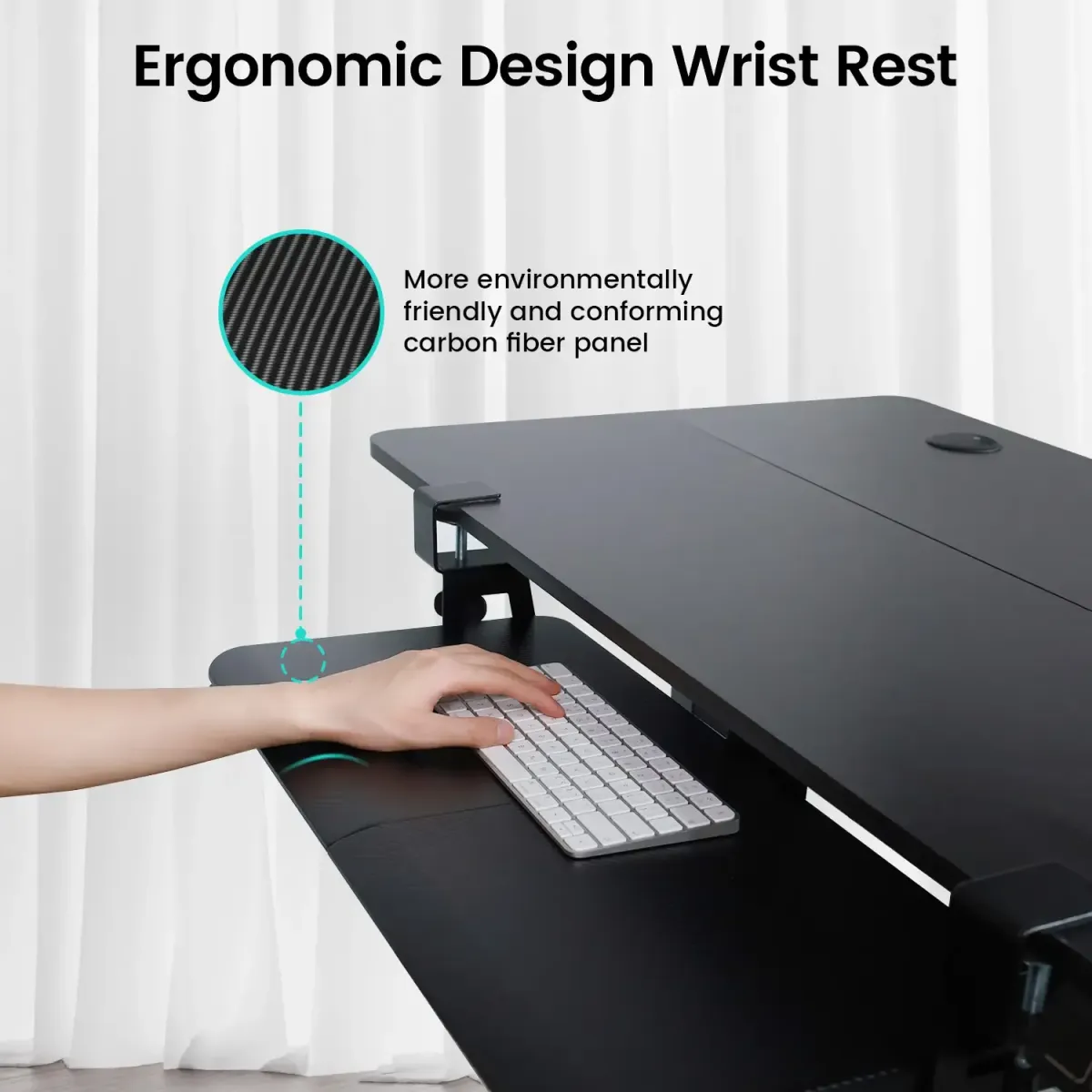 Ergomomic design under counter keyboard tray