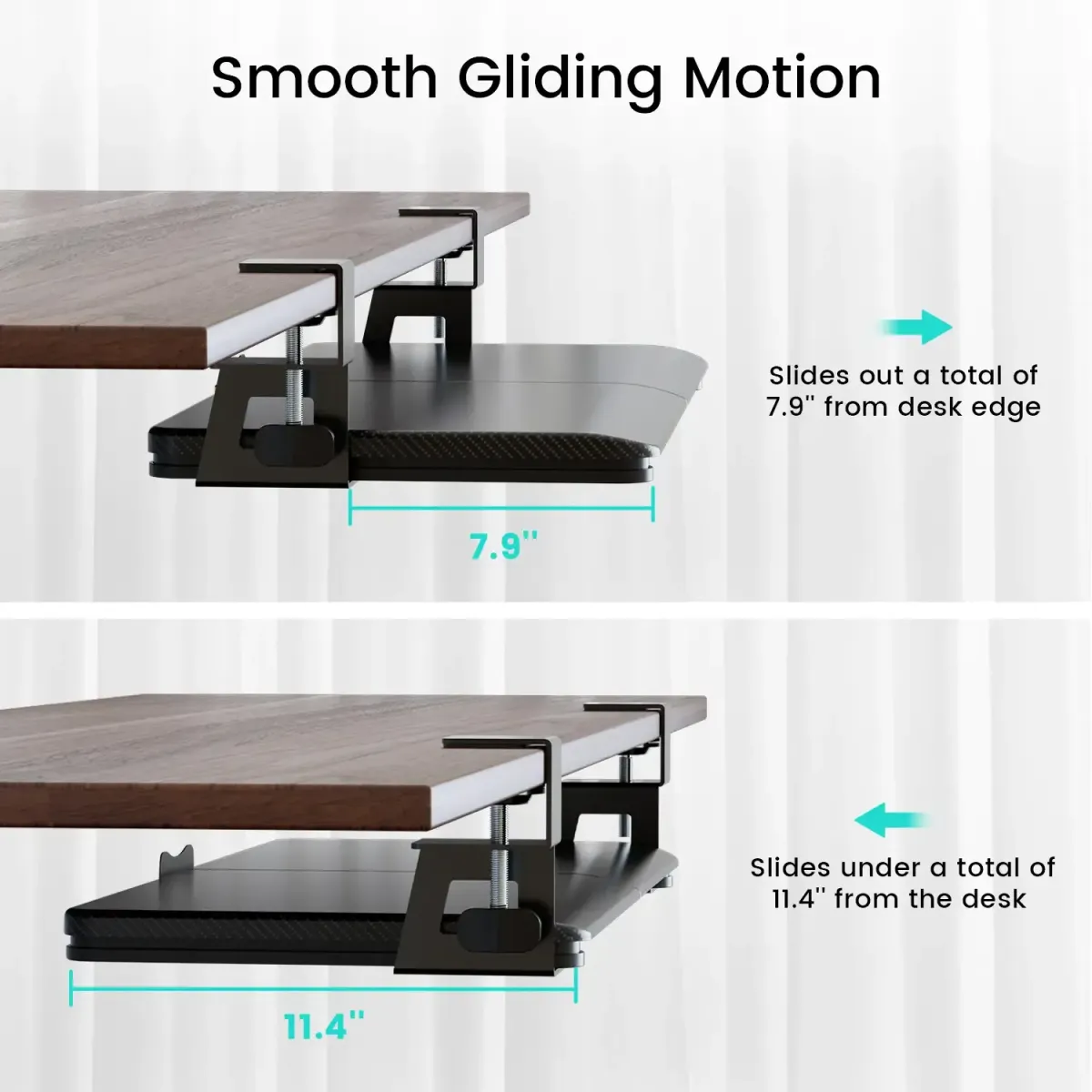 Smooth under counter keyboard tray