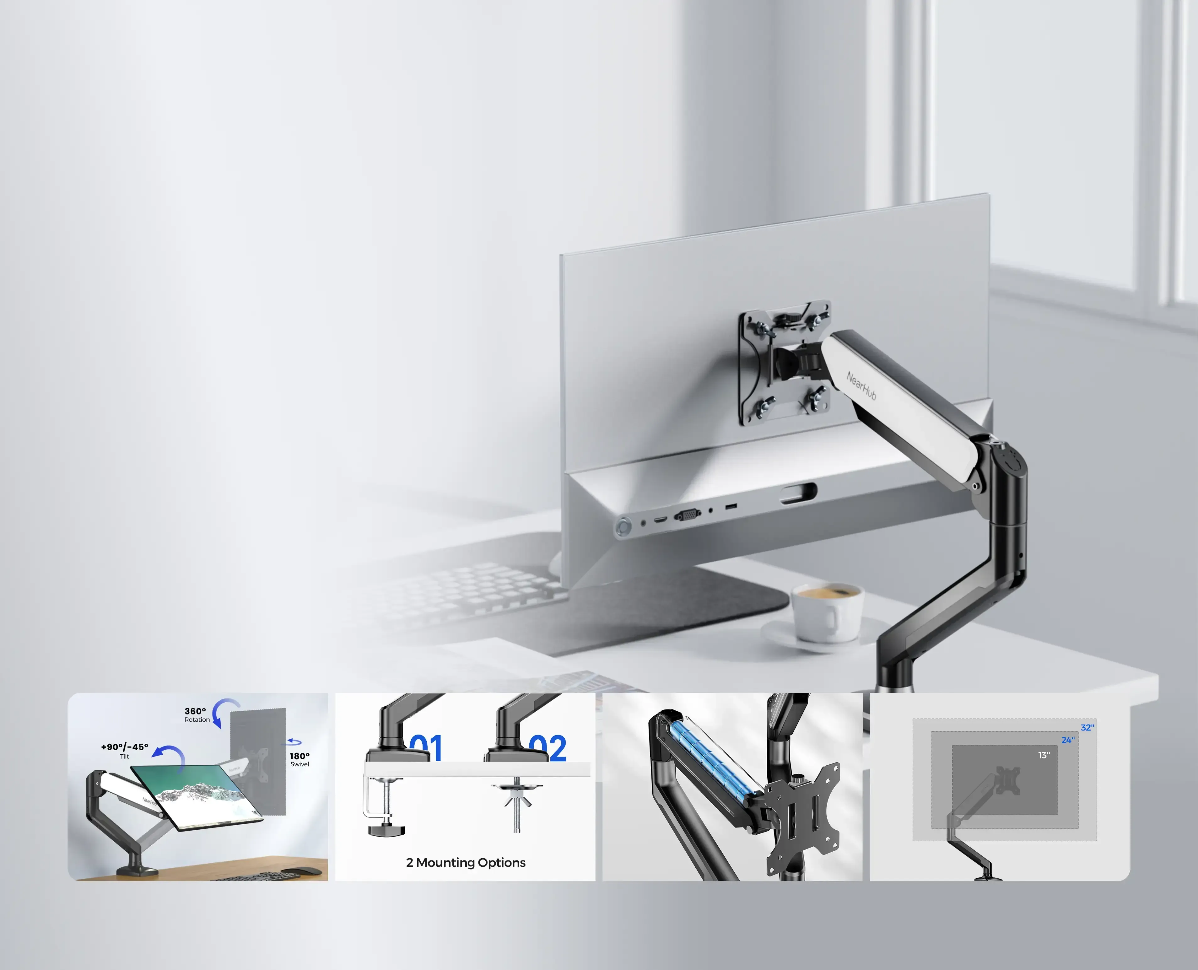 nearhub single monitor arm ma10 banner