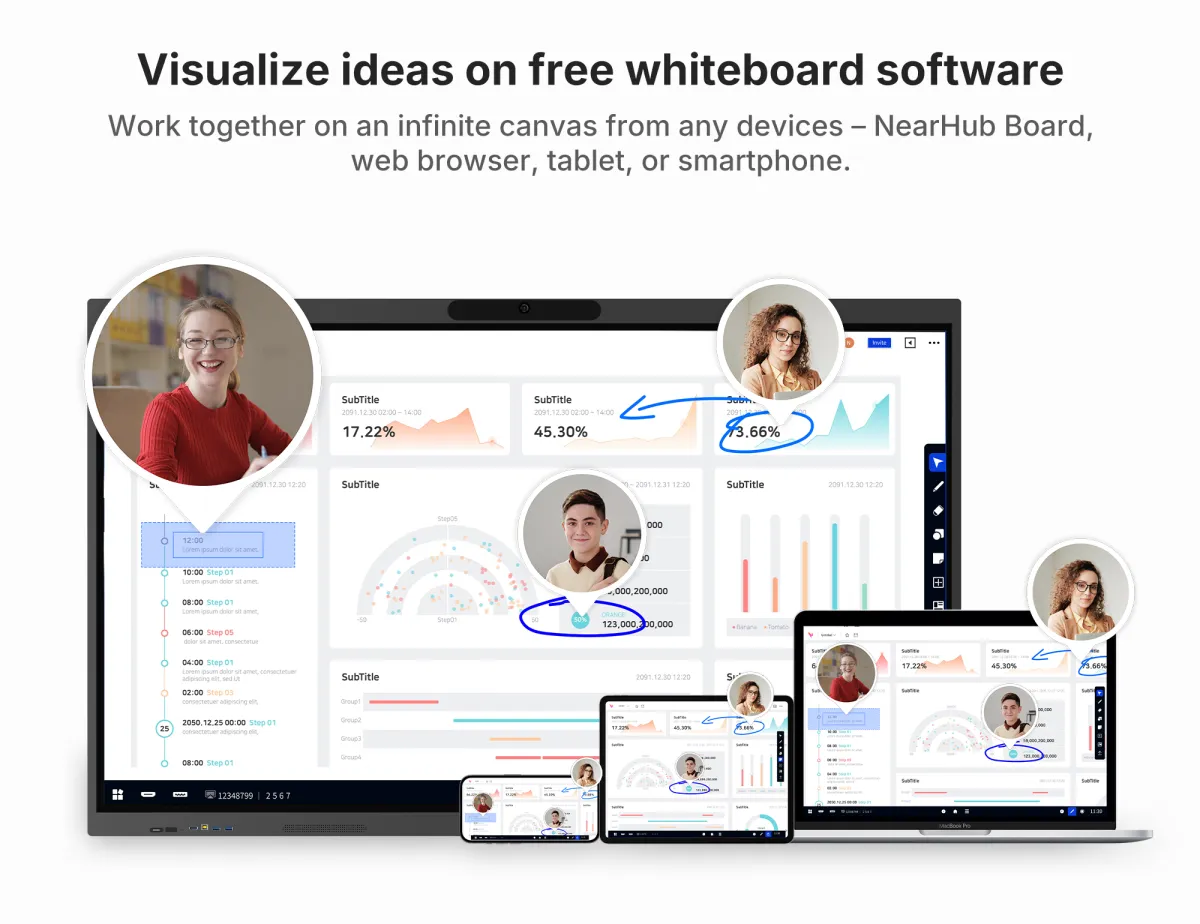 Nearhub Board S Max with collaborative whiteboard software for Windows free
