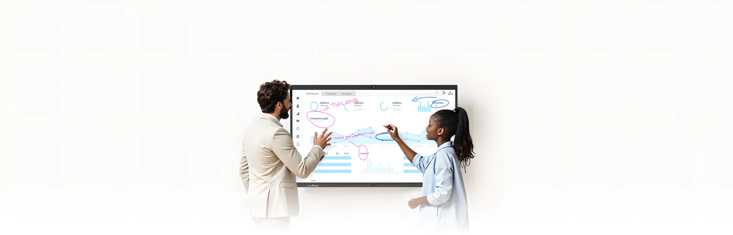 People using NearHub board interactive panel board for business teamwork